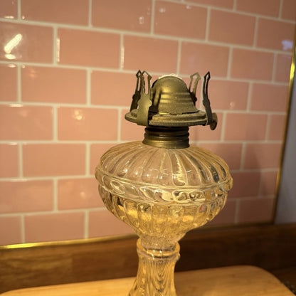 19th century oil lamp burner glass moulded paraffin antique gorgeous