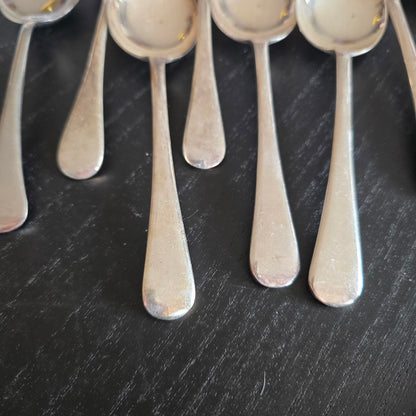 Set of 8 Vintage Silver PLATE EPSN Flatware SOUP Spoons
