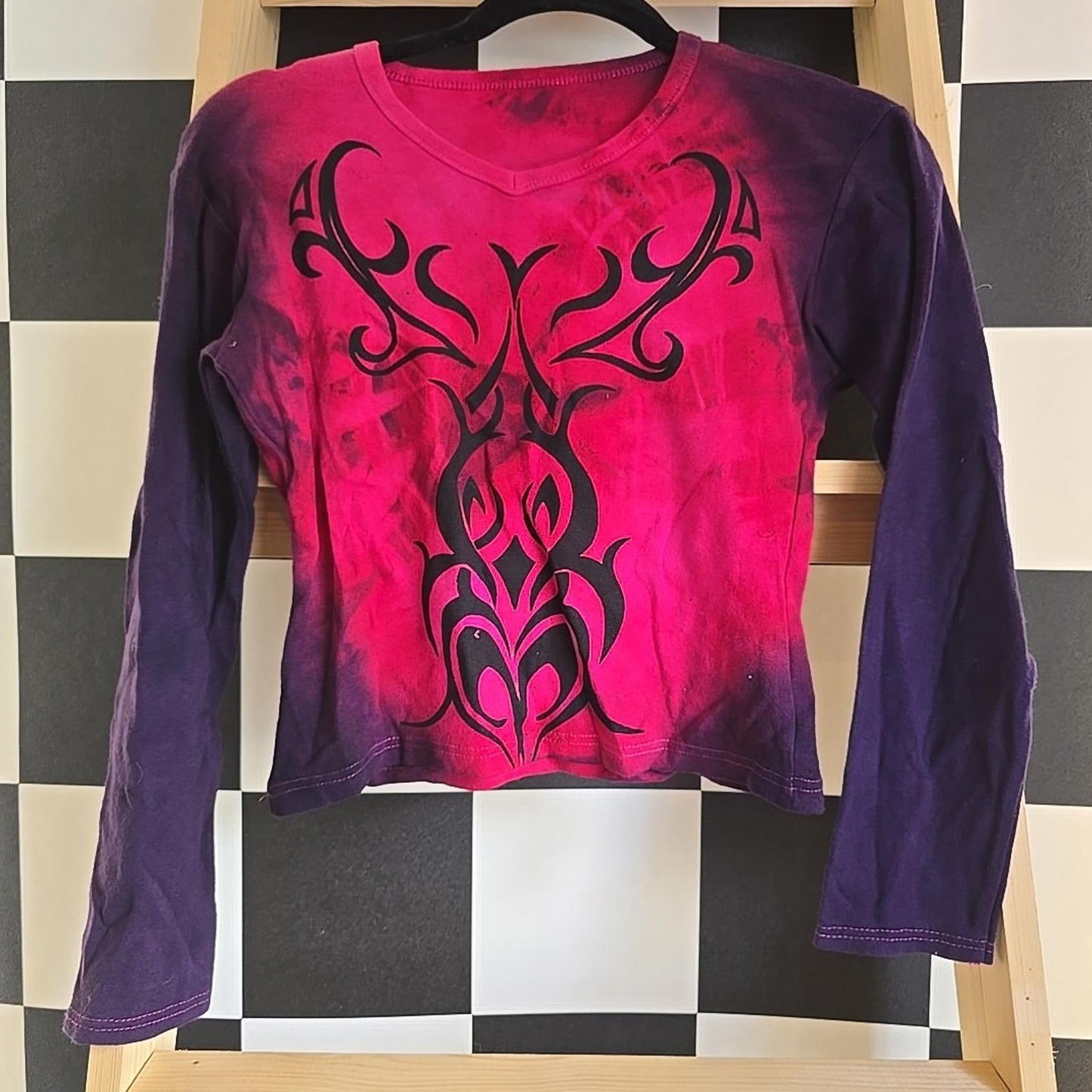 Brand New Deadstock Tie-dye T-shirt CROPPED SIZE S american Long Sleeve