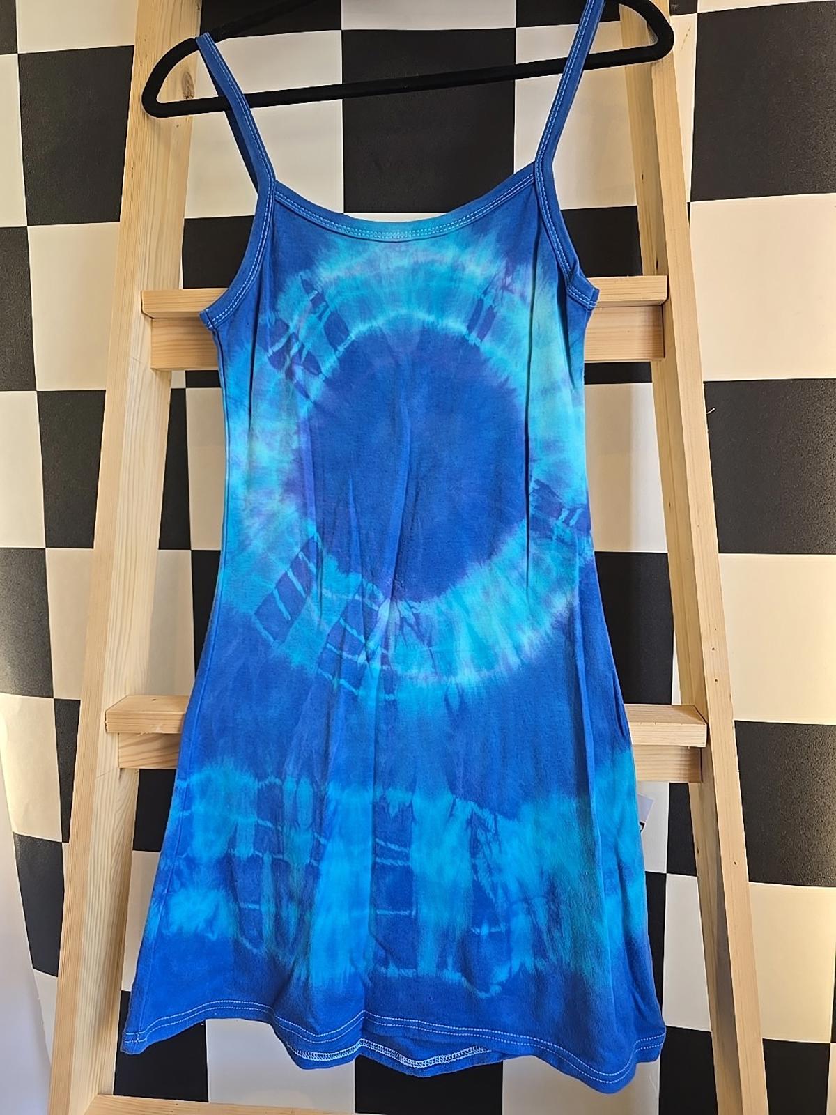 Brand New Deadstock Tie-dye Vest Dress Sreetch Cotton Size S UK MADE