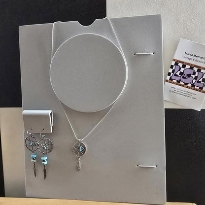 Dream Catcher Sterling Silver Turquoise 18" American Chain Necklace Vintage