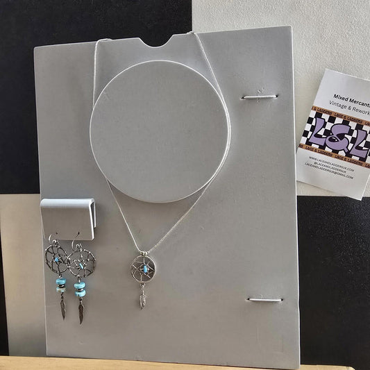 Dream Catcher Sterling Silver Turquoise 18" American Chain Necklace Vintage