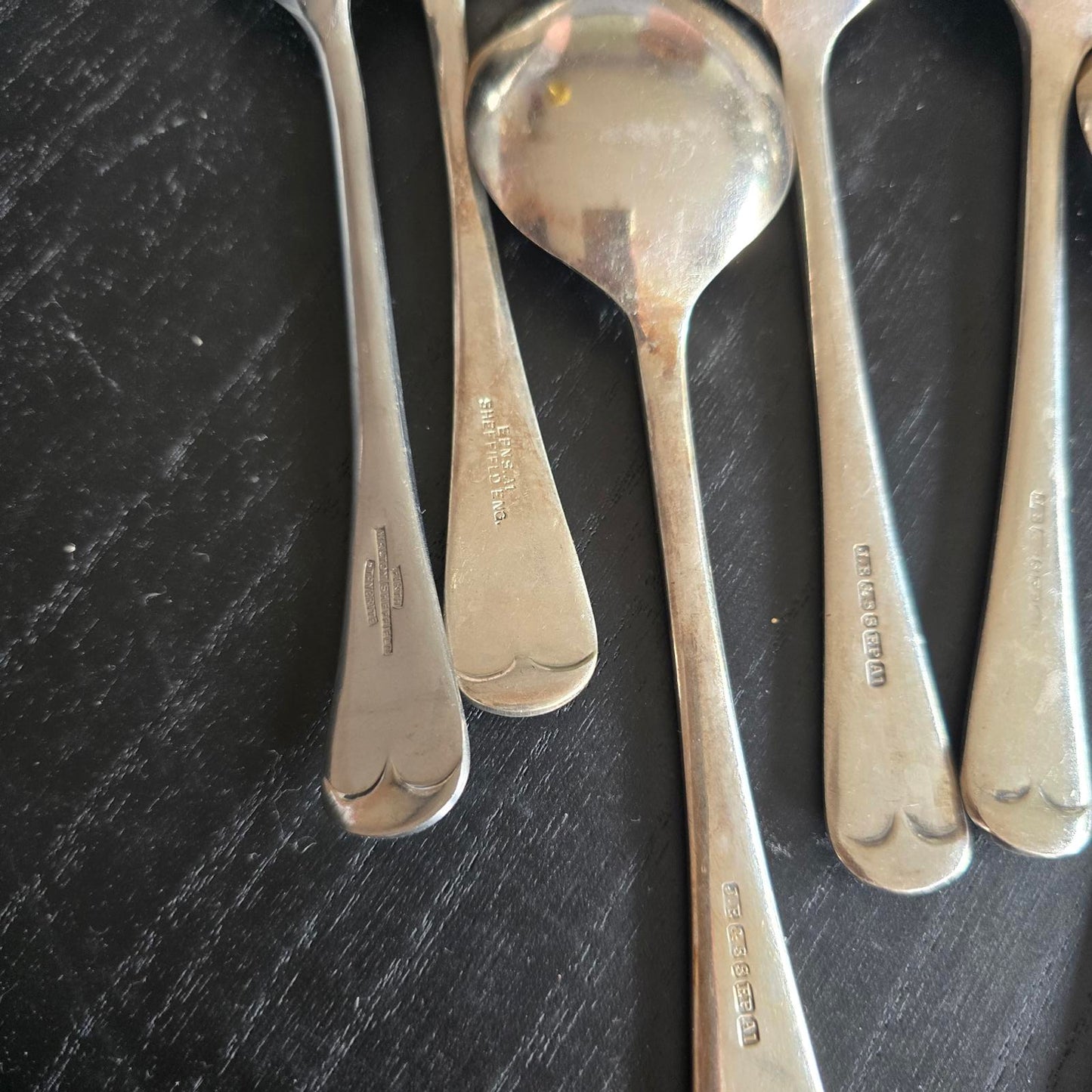 Set of 8 Vintage Silver PLATE EPSN Flatware SOUP Spoons