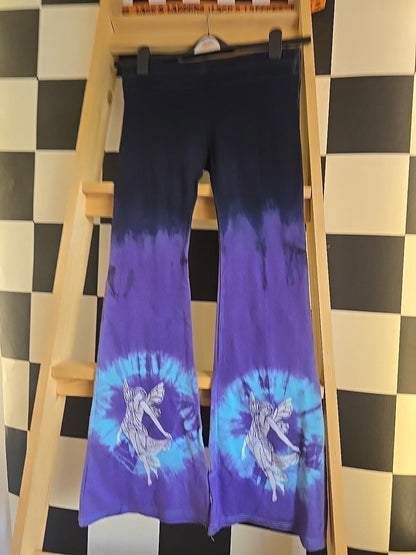 Brand New Deadstock Tie-dye Flares Cotton Size S BLUE FAIRY SCREEN PRINT
