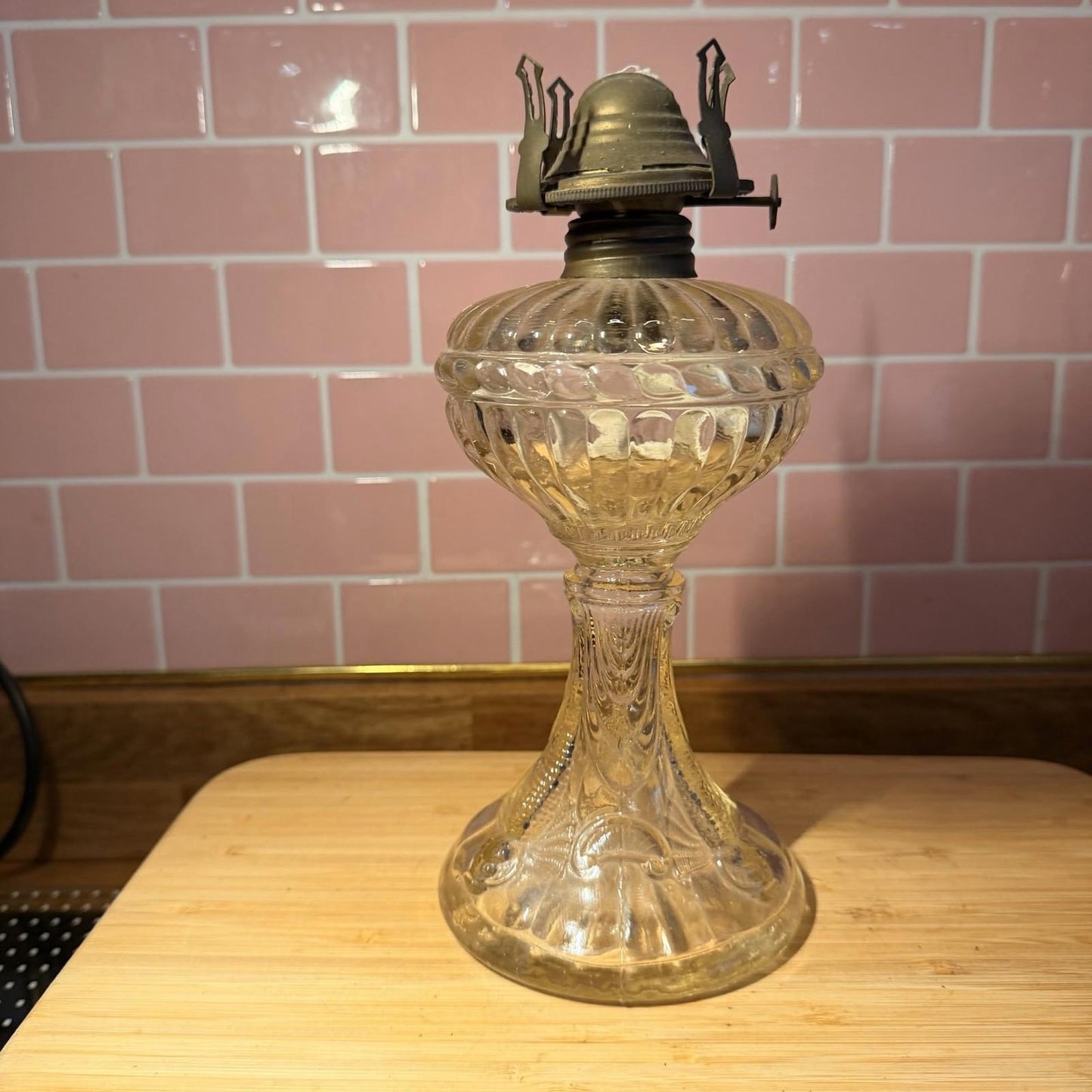 19th century oil lamp burner glass moulded paraffin antique gorgeous