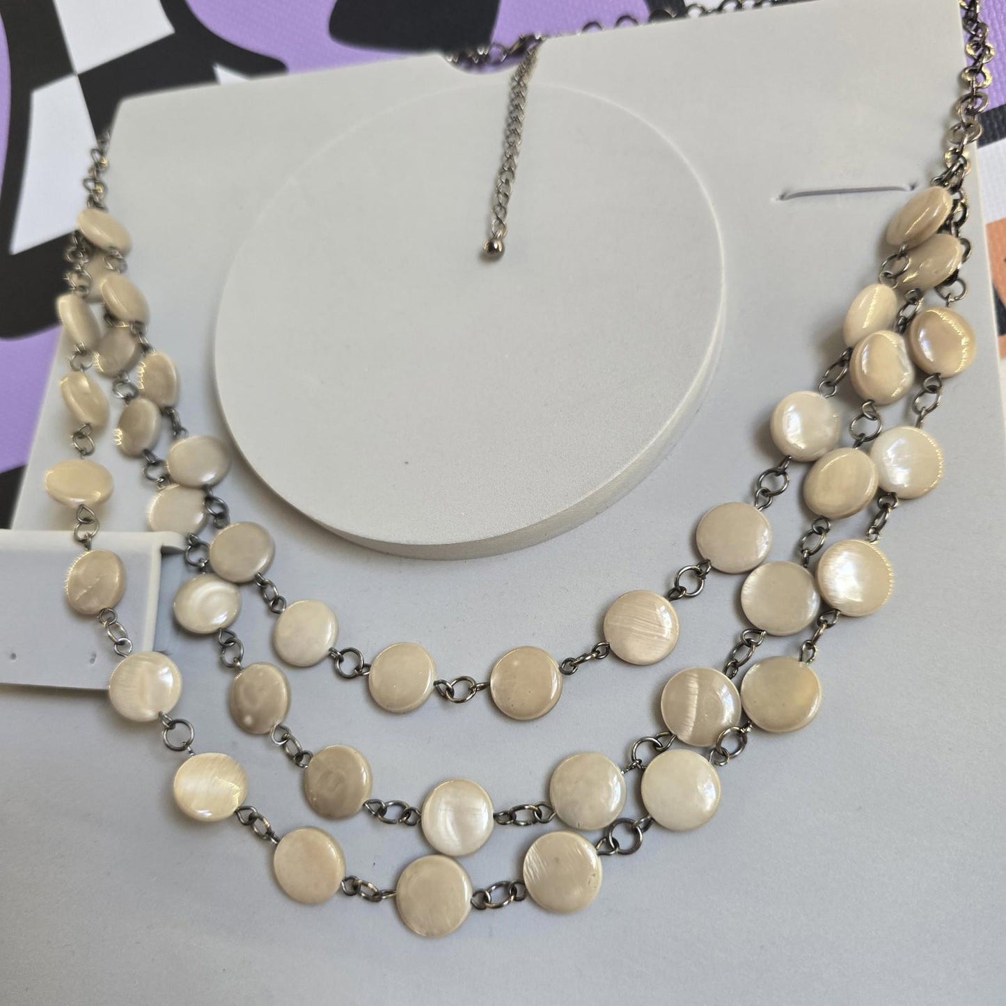 Vintage Costume Elegant Multi Chain Necklace Shimmer Statement Jewellery