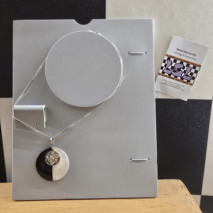 Elisabeth Ashlie/Ross Simons Sterling Silver Onyx MOP Chinese Dragon Chain