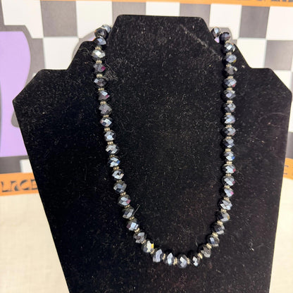 Vintage Costume Jewellery Necklace Unknown Beaded Design gorgeous dark sparkle