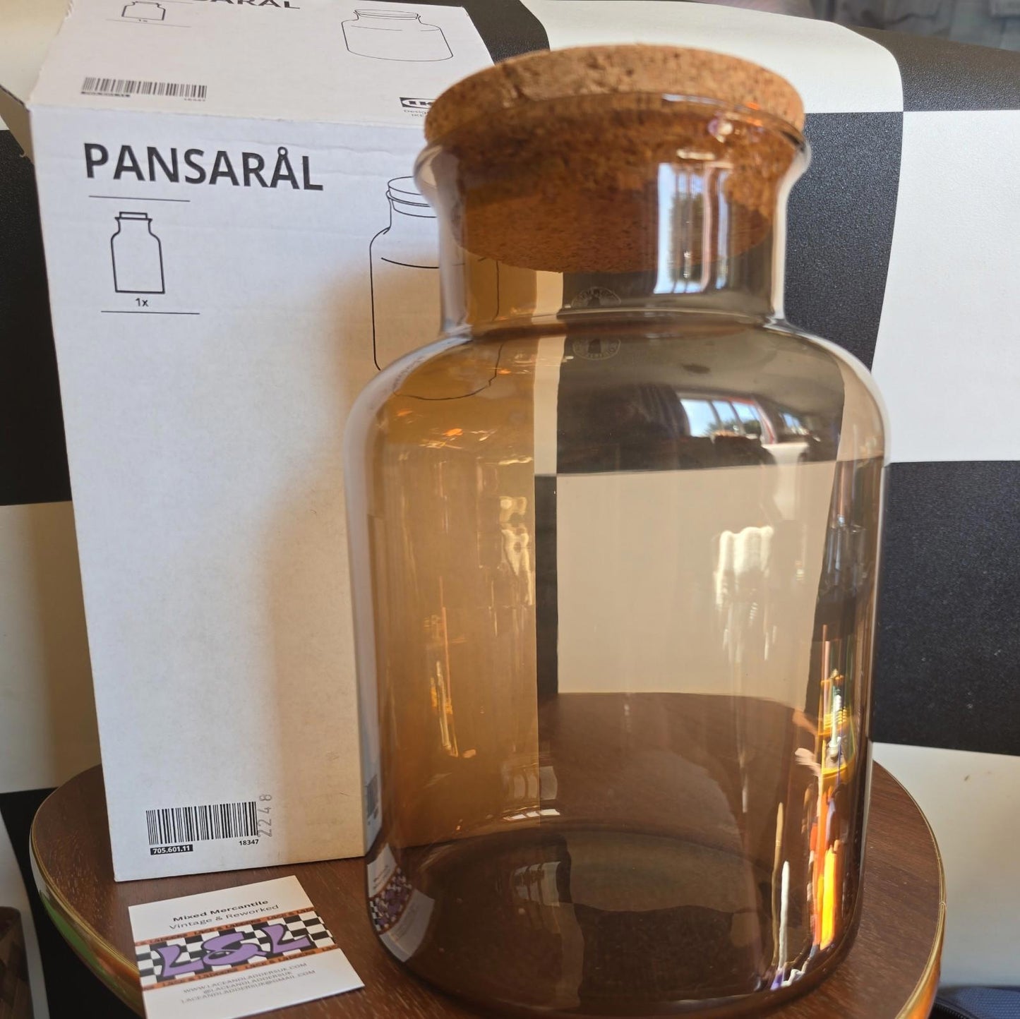NEW IKEA PANSARAL GLASS STORAGE JAR WITH CORK LID 2.5L - 705.601.11