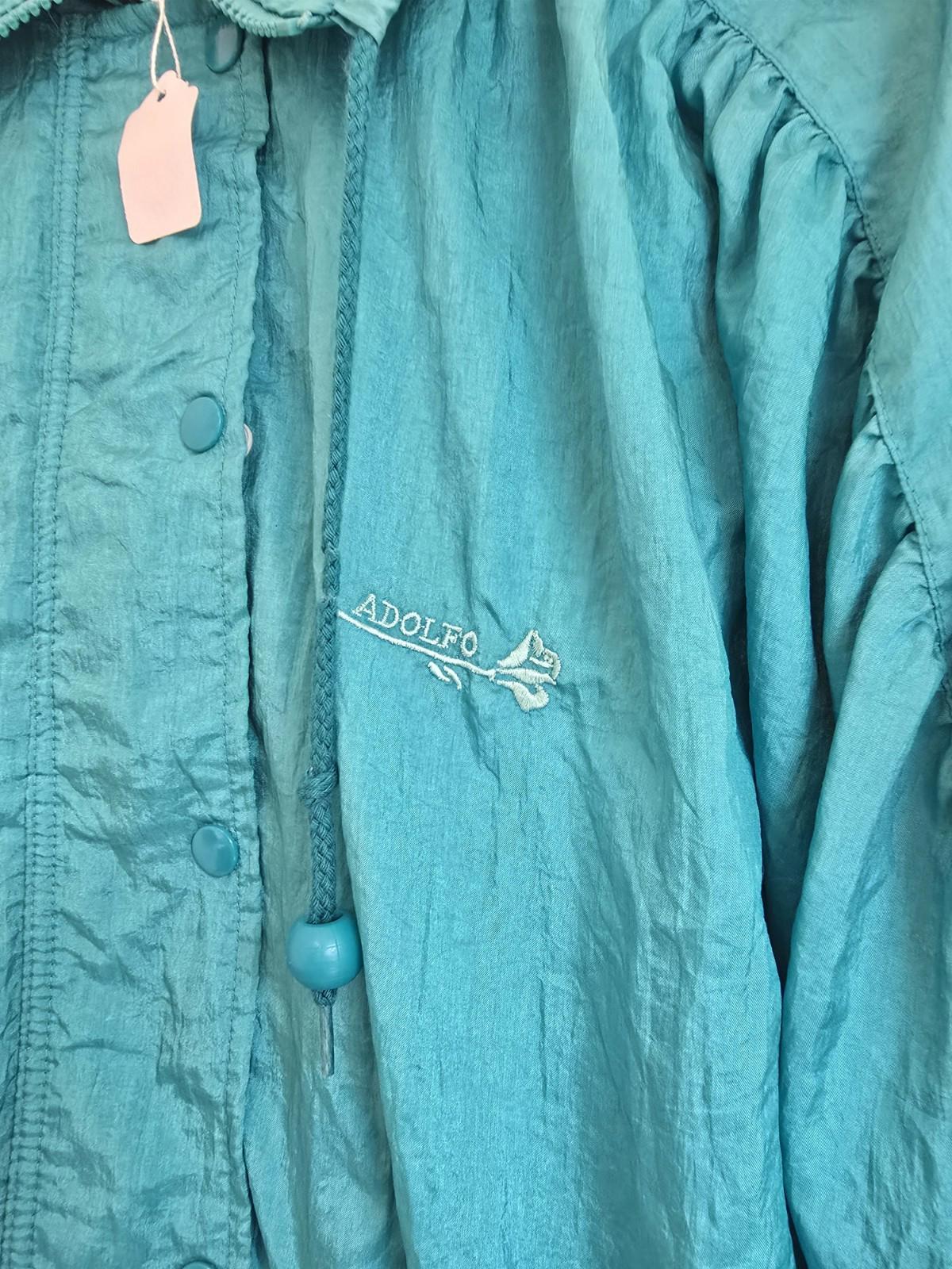 ADOLFO Blue Windbreaker Retro Vintage Jacket Ties And Cotton Lining Slight Mark