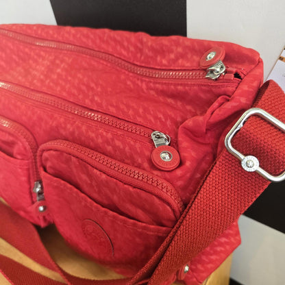 Kipling Red Tote Bag Original Adjustable Handle Nylon Canvas Fab Quality