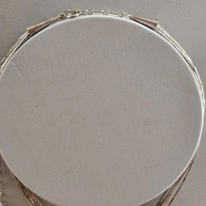 Vintage Carolyn Pollack Southwestern Liquid Silver Stone Claw Feather Necklace