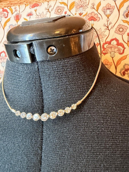Sterling Silver and Cubic Zirconia Vintage Choker Necklace hallmarked