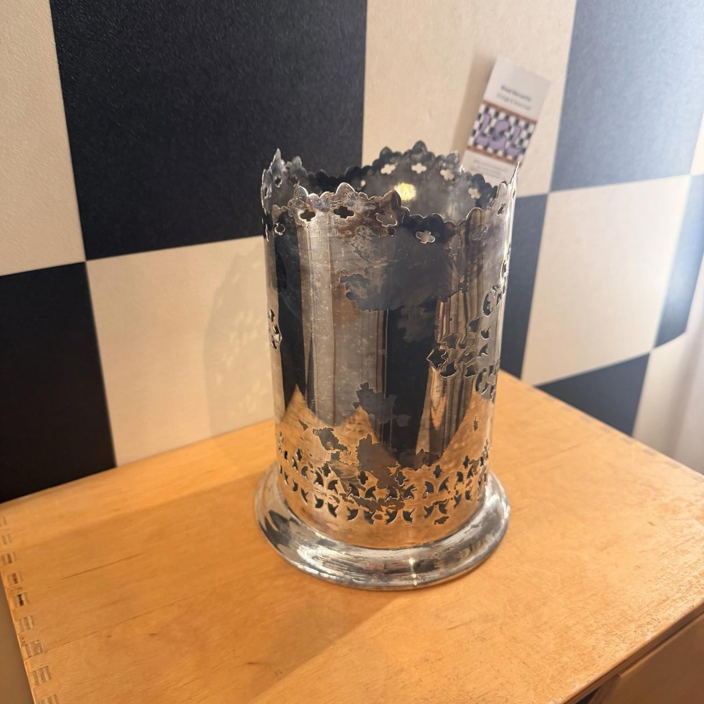 Antique Silver Plated Ornate Design Wine Bottle Holder Or Candle Holder?