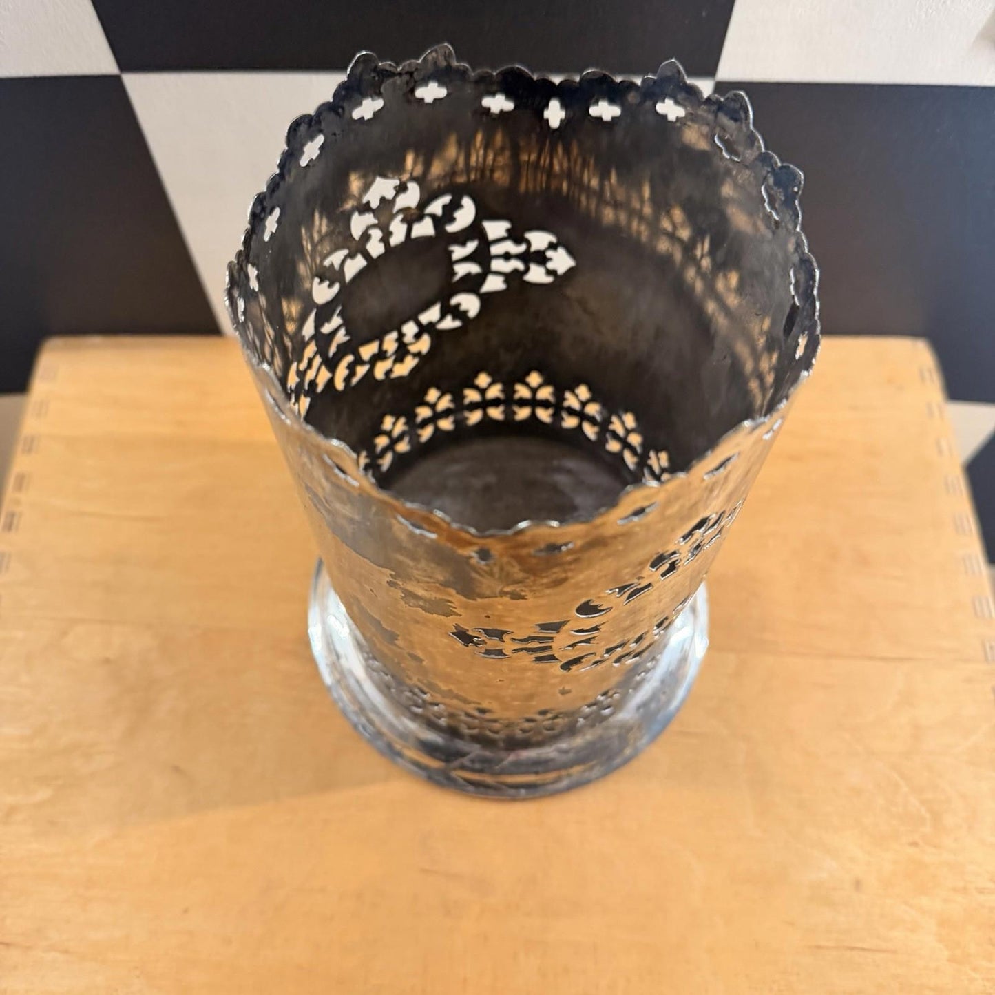 Antique Silver Plated Ornate Design Wine Bottle Holder Or Candle Holder?