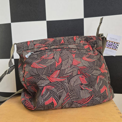 Kipling Bag with Monkey Charm Complete Set and Purse  Brown  and Coral Pattern