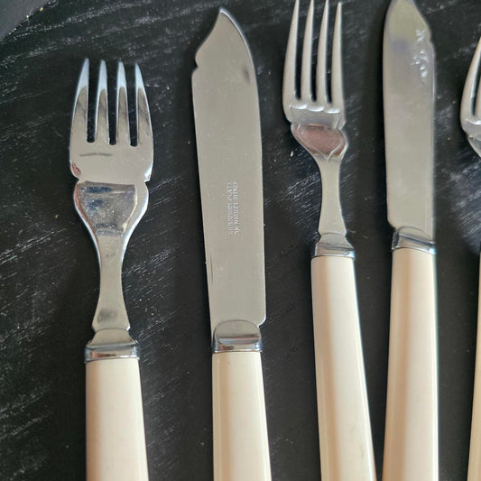 Vintage Flatware Set with Cream Handles