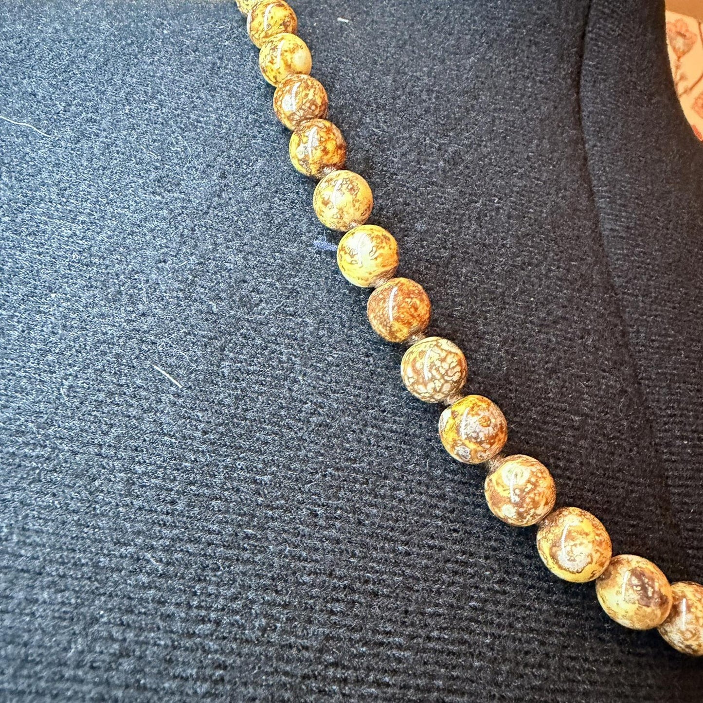 Vintage Costume Jewellery Necklace Unknown Beaded Design heavy crystal stone