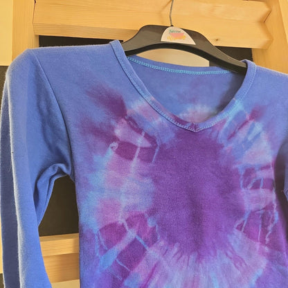Brand New Deadstock Tie Dye T-Shirt Long Sleeve Size S crop AMERICAN 100% COTTON