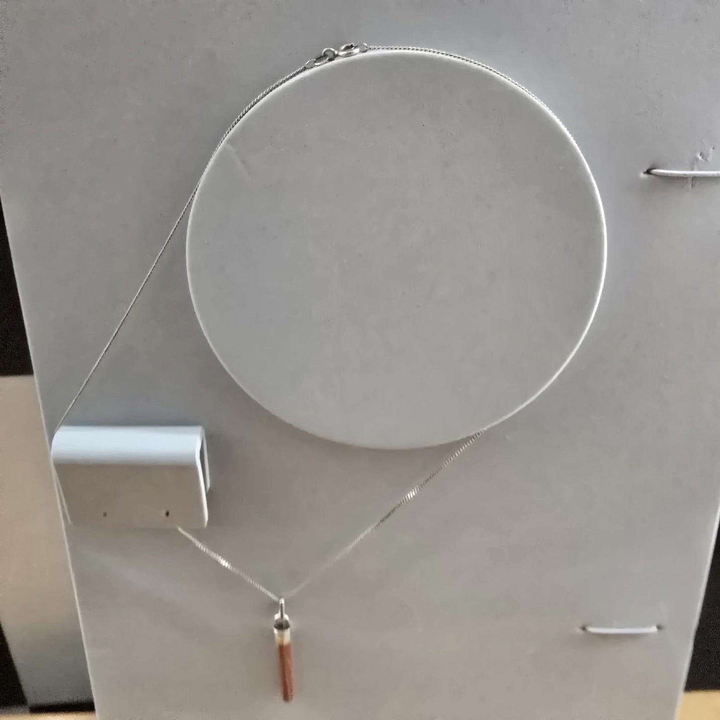 RED GOLDSTONE hexagonal drop pendant on a Sterling Ilver 925 necklace Vintage