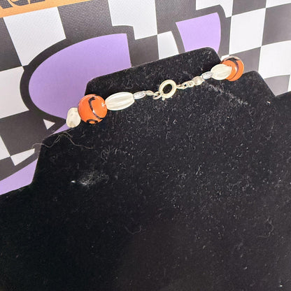 Vintage Costume Jewellery Necklace Beaded Design gorgeous 60s 70s orange funk