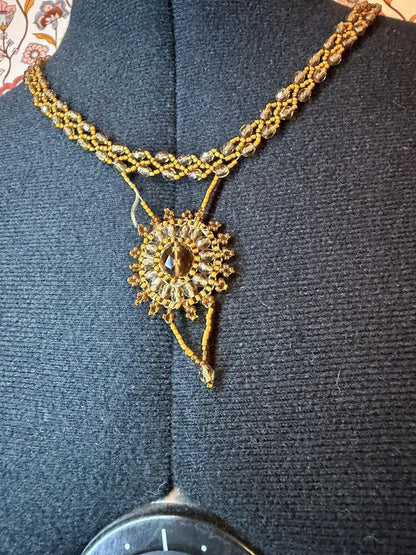 Vintage Costume Jewellery Necklace Unknown Beaded Design needs little repair