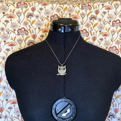 Vintage Costume Jewellery Necklace Metal Chain Design owl