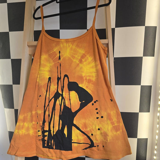 Brand New Tie Dye DEADSTOCK Cotton Vest Dress Size L Stretchy