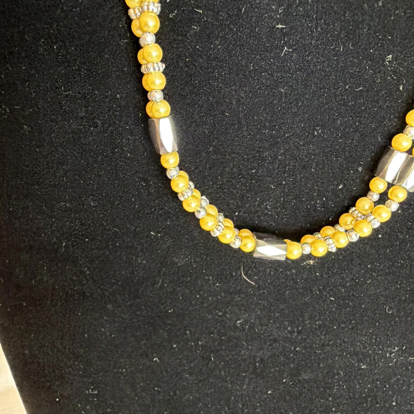Long Magnetic Hematite & Pink Cats Eye Beaded Necklace Wrap Bracelet