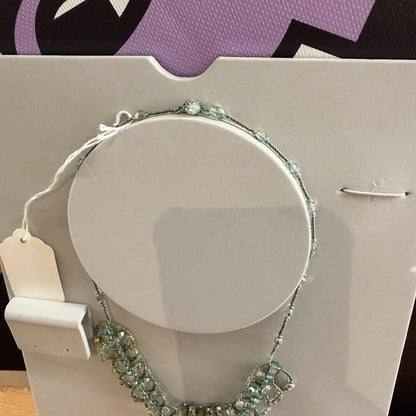 Vintage Handmade Beaded Necklace Green Complex Pattern Choker