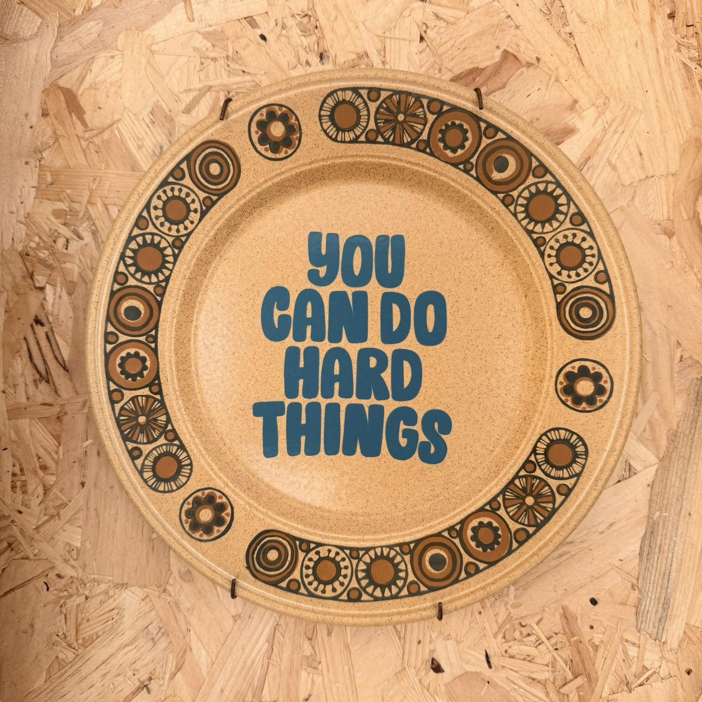 Vintage Plates With Slogan On ‘hard things ’, Handmade Unique UK Novelty