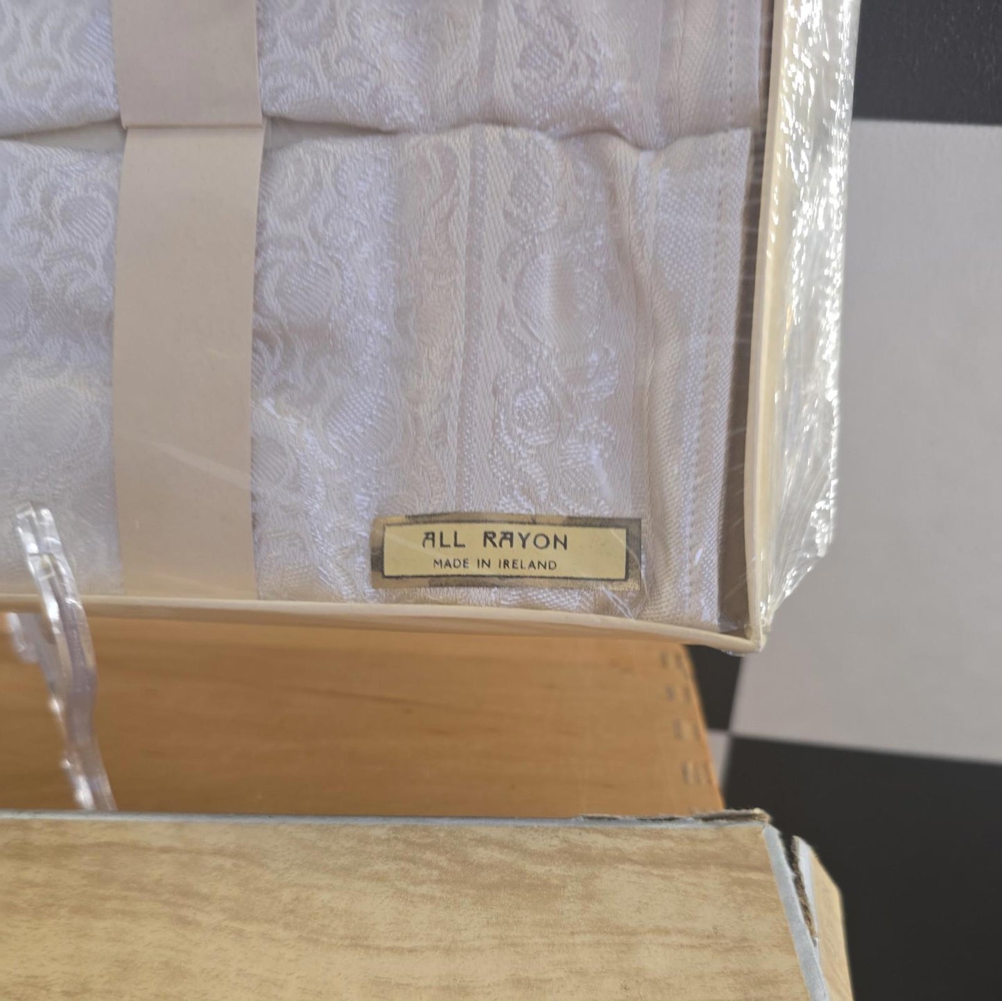 Vintage Irish Cromlech Fabrics Sylcon Damask Trolley 2 Set Tray Cloths
