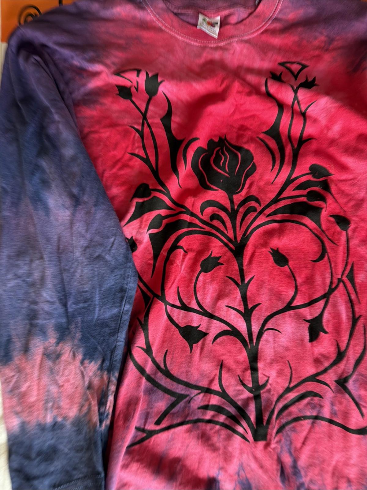 Large Fruit Of loom tie dye Long Sleeve Deadstock unisex pink and purple new