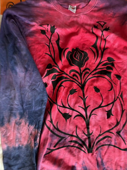 Large Fruit Of loom tie dye Long Sleeve Deadstock unisex pink and purple new