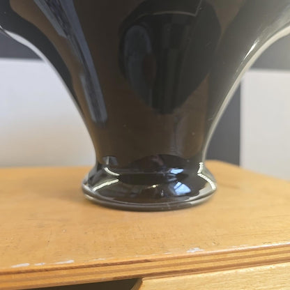 Spectacular MCM VINTAGE Black Glass Vase Unique Design