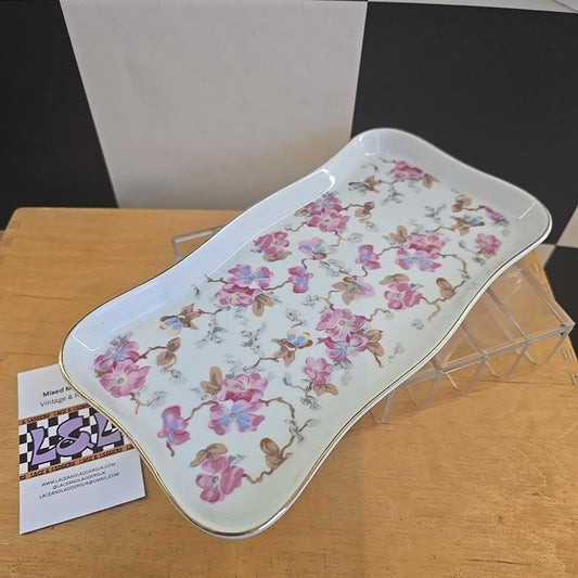 Vintage Cute Floral Cottagecore Pink Server Tray Ceramic Serving Plate