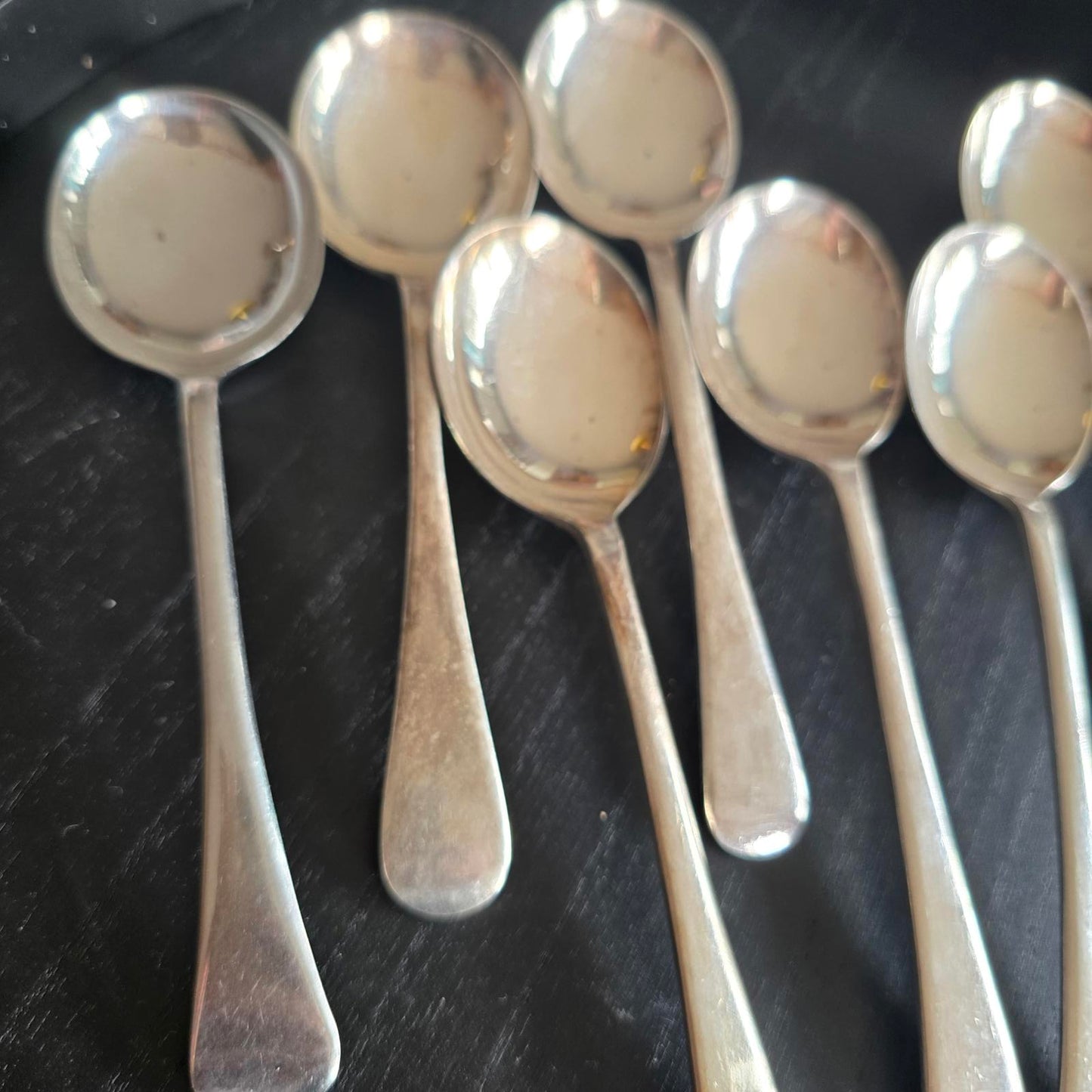 Set of 8 Vintage Silver PLATE EPSN Flatware SOUP Spoons