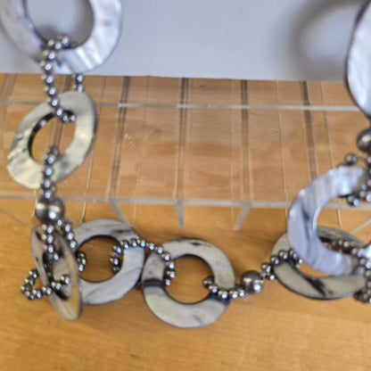 Vintage Silver Effect Statement Necklace Costume Jewellery Long