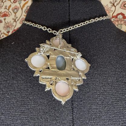 Vintage Costume Jewellery Necklace Metal Chain Design separate Broach