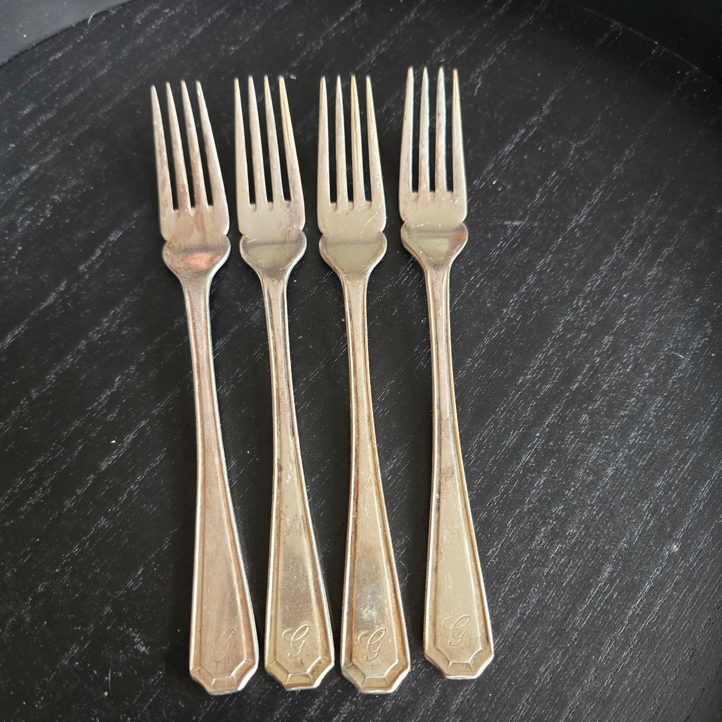 Set of 4 Vintage Silver plated Forks with Monogram EPNS