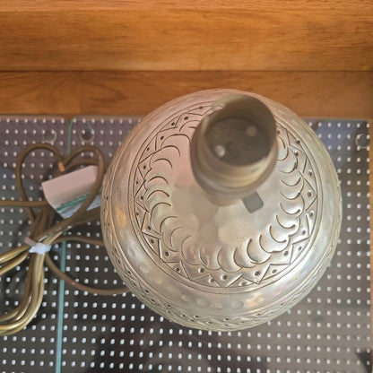 Vintage Sphere Lamp Brass Silver Table Light Mid Century 1970s (26cm)
