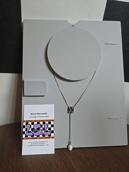 925 Vintage Sterling Silver And Pearl Necklace