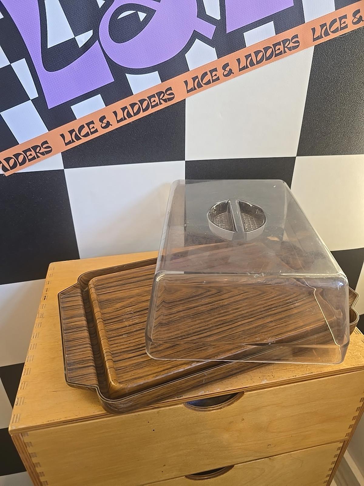 MCM Vintage Cheese Board Wood Effect Mid Century Modern Server Tray