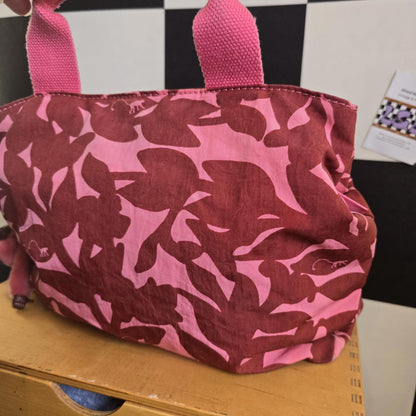 Kipling Floral Cross Body Handbag And Monkey Grey , red Leaves Pink Flowers