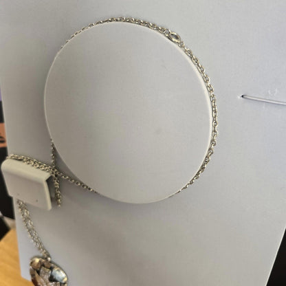 Vintage Celtic Agate Silver Necklace Real Stone Necklace On Chain