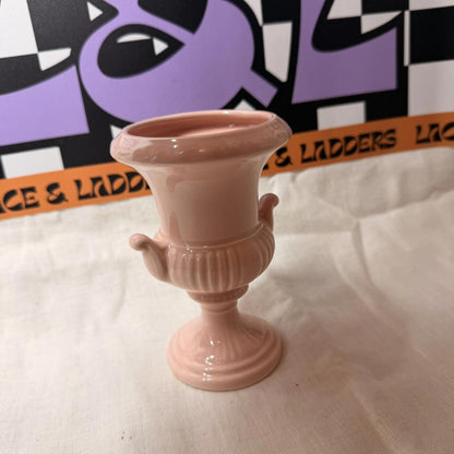 Vintage Dartmouth Potteries pink  Classical Ribbed Handled Rose Bowl Urn Vase