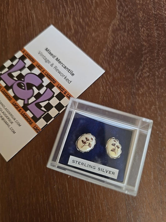 925 Sterling Silver Vintage Earrings In Case