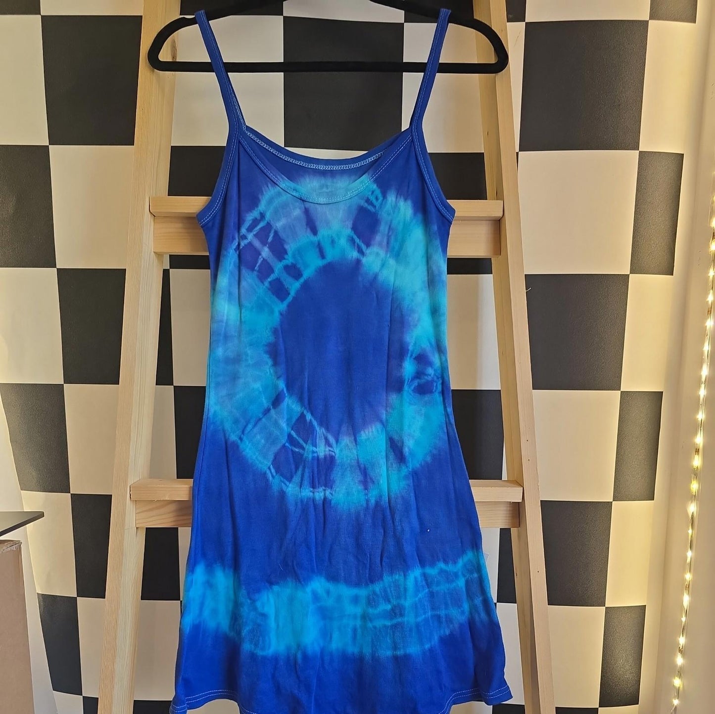 Brand New Deadstock Tie-dye Vest Dress Sreetch Cotton Size S UK