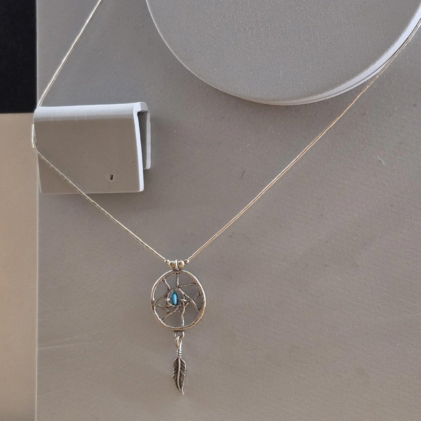 Dream Catcher Sterling Silver Turquoise 18" American Chain Necklace Vintage