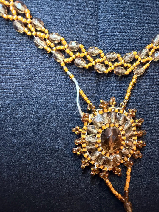 Vintage Costume Jewellery Necklace Unknown Beaded Design needs little repair